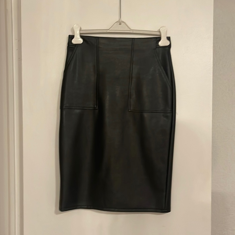 Banana Republic Faux Leather Midi Length Skirt
